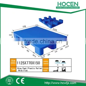 1600*1600 Plastic Pallet With 9 Feet, Single Faced Hygienic Plastic Pallet thumbnail-1