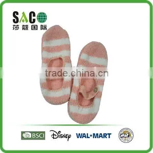 Pink White Stripe Button Strap With Anti Knitted Floor Socks thumbnail-1