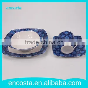 Vintage Blue Floral Printed Kitchen Porcelain Dinnerware Set Ceramic thumbnail-1