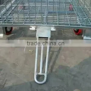 Wire Mesh Cage With Foot Brakes Warehouse Storage Container With Wheels thumbnail-5