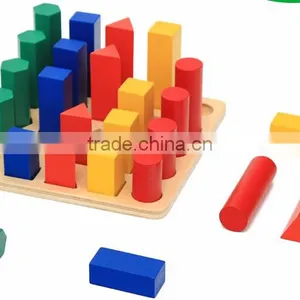 Ealy Education Montessori Wood Baby Toy Geometry Cylinder Ladder Block Puzzle thumbnail-3