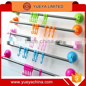 Firm Kitchen Suction Storage Rack With 6 Hooks/bathroom Towel Rack-orange thumbnail-1