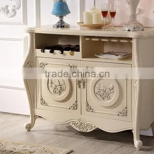 New Design Neoclassic Solid Wood Chrysanthemum Carving Two Doors Sideboard thumbnail-1