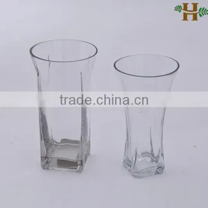 Flared Clear Square Glass Vases for Centerpieces thumbnail-1