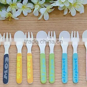 Cute and Eco Bamboo Fiber Kids Spoon and Fork thumbnail-2
