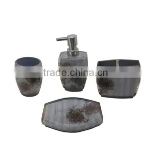 EA0851 Doubled Designed Transparent Bathroom Set Accessories With Flowers Inside thumbnail-1