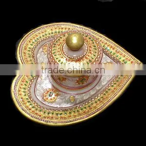 Indian Marble Dry Fruit Box With Tray, Deepawali Gift Box, Wedding Gifts, Decorative Sweets Box, Fancy Dry Fruits Box With Tray thumbnail-1