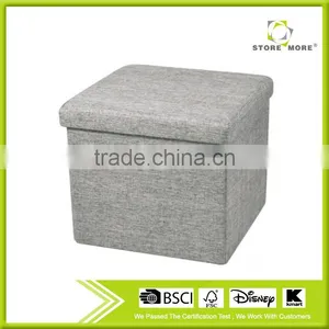 Collapsible Storage Ottoman Cube Foot Rest Stool Comfy Linen-like Fabric Lift Off Top thumbnail-2
