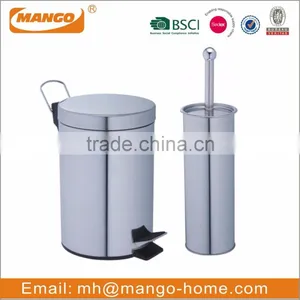 Colorful Metal Toilet Brush and Foot Pedal Trash Can thumbnail-6