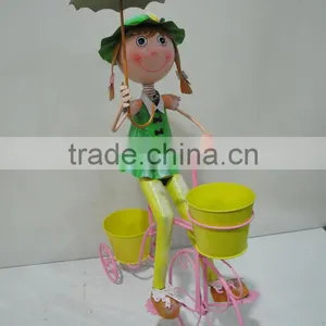 New Fashion Garden Girl With Bicycle for Decoration thumbnail-1