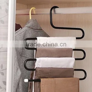 High Quality 5 Tiers S-shaped Multi Trousers Towels Hangers Wardrobe Metal Racks thumbnail-2