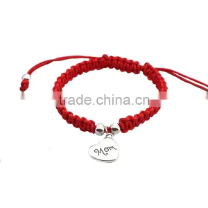 Heart Charm Red Cord Handwoven Bracelet Red Luck Friendship Bracelet Best Mother's Day Bracelet Gifts thumbnail-1