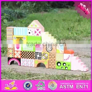 2017 New Design 28 Pieces Educational Kids Wooden Toy Building Blocks W13A120 thumbnail-6