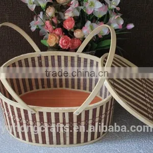 Storage Bamboo Basket With Handle For Picnic thumbnail-4