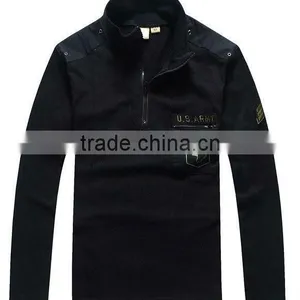 Men's 65% Polyester 35% Cotton With Logo Patch Zipper Collar and Pocket Military Polar Fleece Jacket thumbnail-4