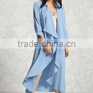 2017 New Items Women Clothes Wholesale OEM Coats And Jackets Midweight Draped Front Cardigan Longline Xxxl Jackets thumbnail-2