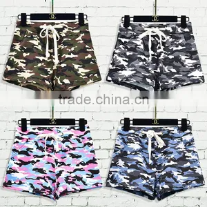 Custom Women Green Camouflage Cotton Hot Shorts Summer High Waisted Board Shorts thumbnail-1