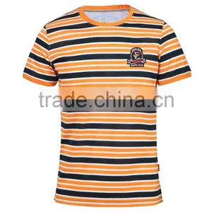Mens Cotton Design Plain Slim Striped t Shirt thumbnail-1