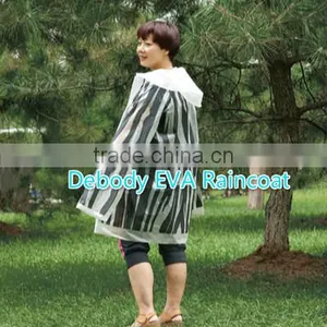 Black and White Strip Adult 100% EVA Raincoat in Football Field thumbnail-2