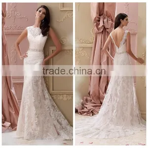 Pink Lace Backless A-line Crochet Wedding Dress thumbnail-1