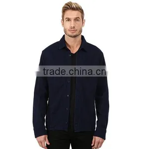 Custom Oversized Dark Bule Buttons Windbreaker Jacket for Men thumbnail-1