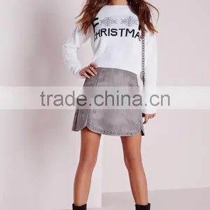 MGOO 2017 Latest Design Custom Made Women Christmas Jumper White Cropped Sweater Long Sleeve thumbnail-5
