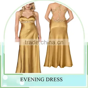 Factory Design Silk and Satin Evening Long Dress, Elegant Sleeveless Lace up Design Wedding Dress thumbnail-1