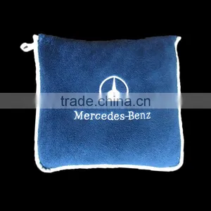 Blanket in Cushion Coral Fleece 3 in 1 Embroidery Logo Car Promotion Gift Zip up Pillow Blanket thumbnail-1