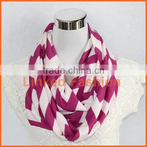 Purple Chevron Infinity Scarf, Cotton/Rayon Blend, Wide and Long, Zig Zag, LSU Tigers thumbnail-1
