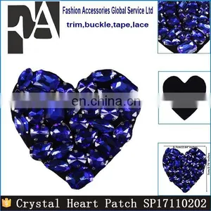 Hot!!! Beaded Crystal Navy Heart Patches Badges For Clothing thumbnail-1