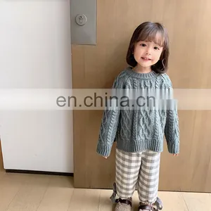 3516/Customized Fashion Pullover Knitted Girls Autumn Winter Sweater Wholesale Solid Kids Sweater thumbnail-6