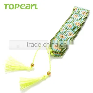 Wholesale Beaded Tassel Green Cotton Tassel Bracelets for Women CLL151 thumbnail-3