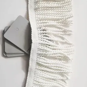 Coastal Breeze Fringe: White Twisted Tassel Trim for Beach Umbrella Decor Bullion Fringe thumbnail-5
