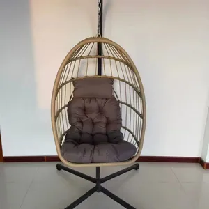 Modern Style Single Seat Garden Swing Chair 2025 New Launch KD Rattan Hanging Chair for Bedroom Courtyard Gym and Outdoor Furniture thumbnail-2