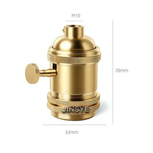 E26 Solid Brass Lampholder Light Bulb Lamp Socket With Pull Chain thumbnail-3
