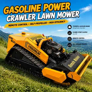 Chinese Factory Gasoline Power Crawler Lawn Mower Self-Propelled Garden Mower Farm Crawler Remote Control Lawn Mower for Sale thumbnail-1