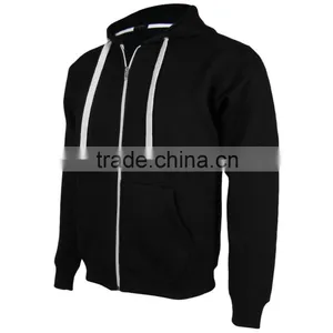 Mens Zip Up Hoodie Hooded Top Plain Hoody Fleece Jacket thumbnail-1