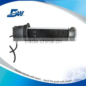 BW-K62 Pop Up Hidden Round Tabletop Socket With Power USB Charger Quality Choice thumbnail-2