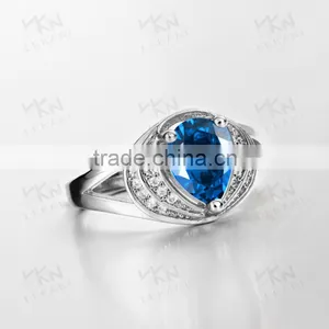 2015 Latest Popular Light Large Blue Natural Stone Rings for Young Women thumbnail-6