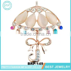 Felidae Stone Rhinestone Umbrella Shape Brooch thumbnail-1