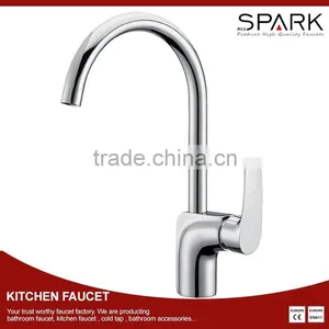 Long Neck Elegant Swivel Handle Chrome Kitchen Sink Faucet thumbnail-1