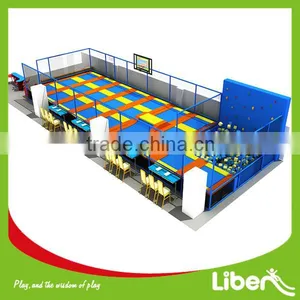 Multi Color Safety Padding Blue Mat Custom Color Large Gymnastics Trampolines for Sale With Climb Rock Wall thumbnail-1