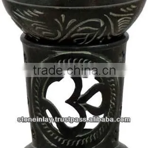 Aroma Lamp, Black Soapstone Oil Lamp thumbnail-1