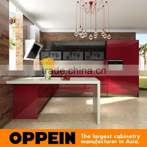 Dubai Exhibition Red Acrylic Wooden Kitchen Cabinet thumbnail-2