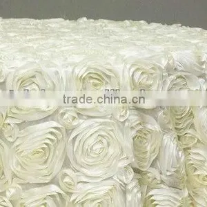 Superb Hot-sell Unique Round Satin Rosette Fabric Table Cloth for Wedding thumbnail-1