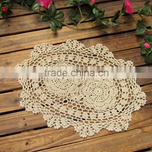Hand Crochet Flower Cotton Knitted Doilies,retro Props Decorative Table Mat White Beige thumbnail-1