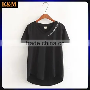 Embroidered t Shirt 180g Casual t Shirt v Neck t Shirt thumbnail-3