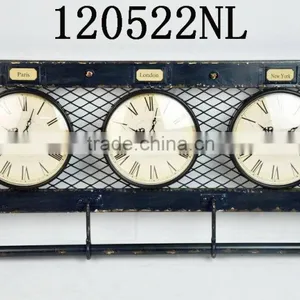 Industrial French 3 Piece Art Wall Hotel Clock thumbnail-1