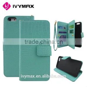 Free Samples Alligator Pattern PU Leather Flip Cover Wallet Case With Smart Texture Finish For Iphone 6 thumbnail-1
