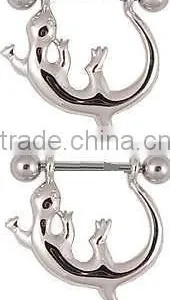 Nipple Ring Bars Gecko Lizard Body Jewelry thumbnail-1